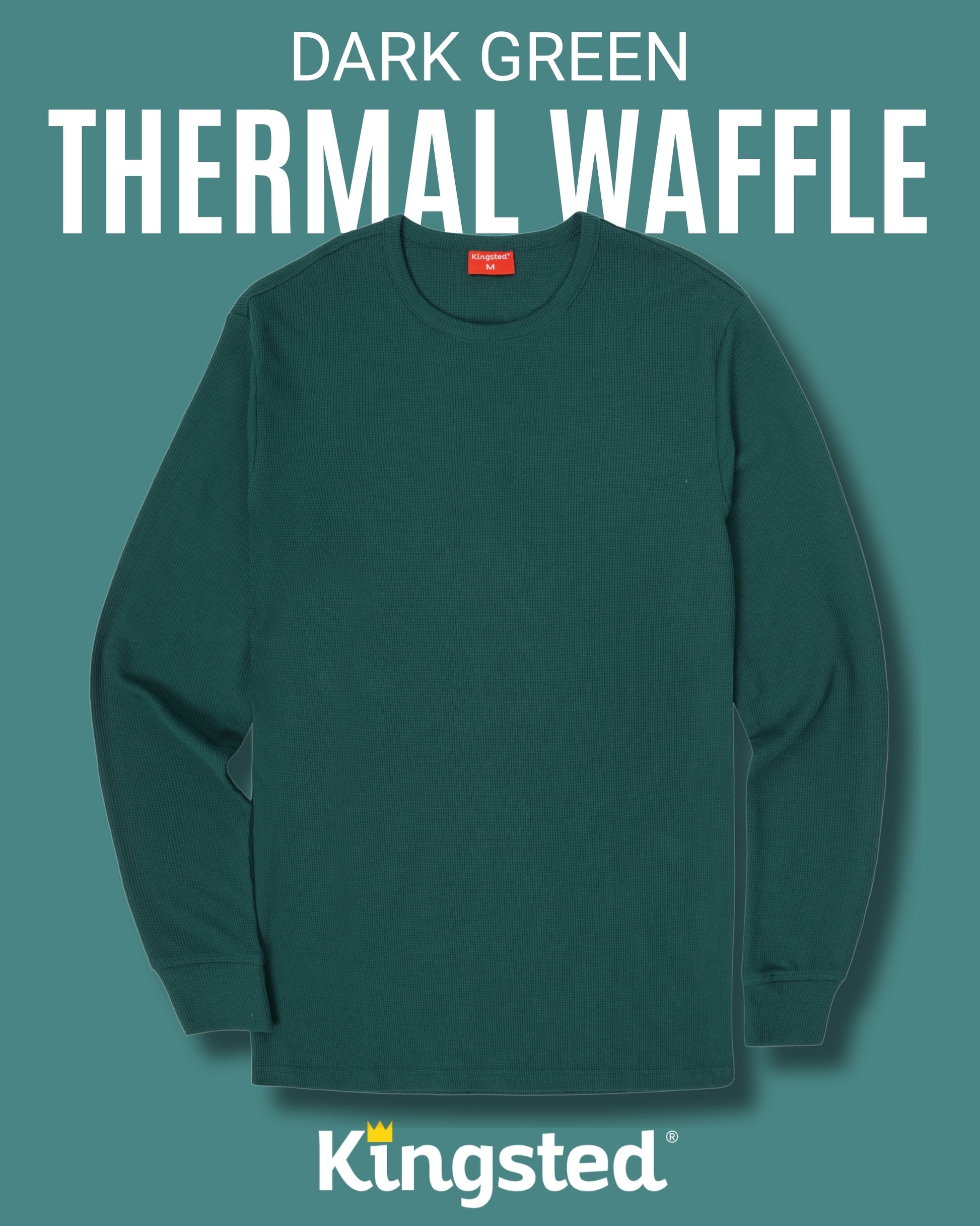 Long Sleeve Thermal Waffle Knit Shirts (Dark Green) - Kingsted