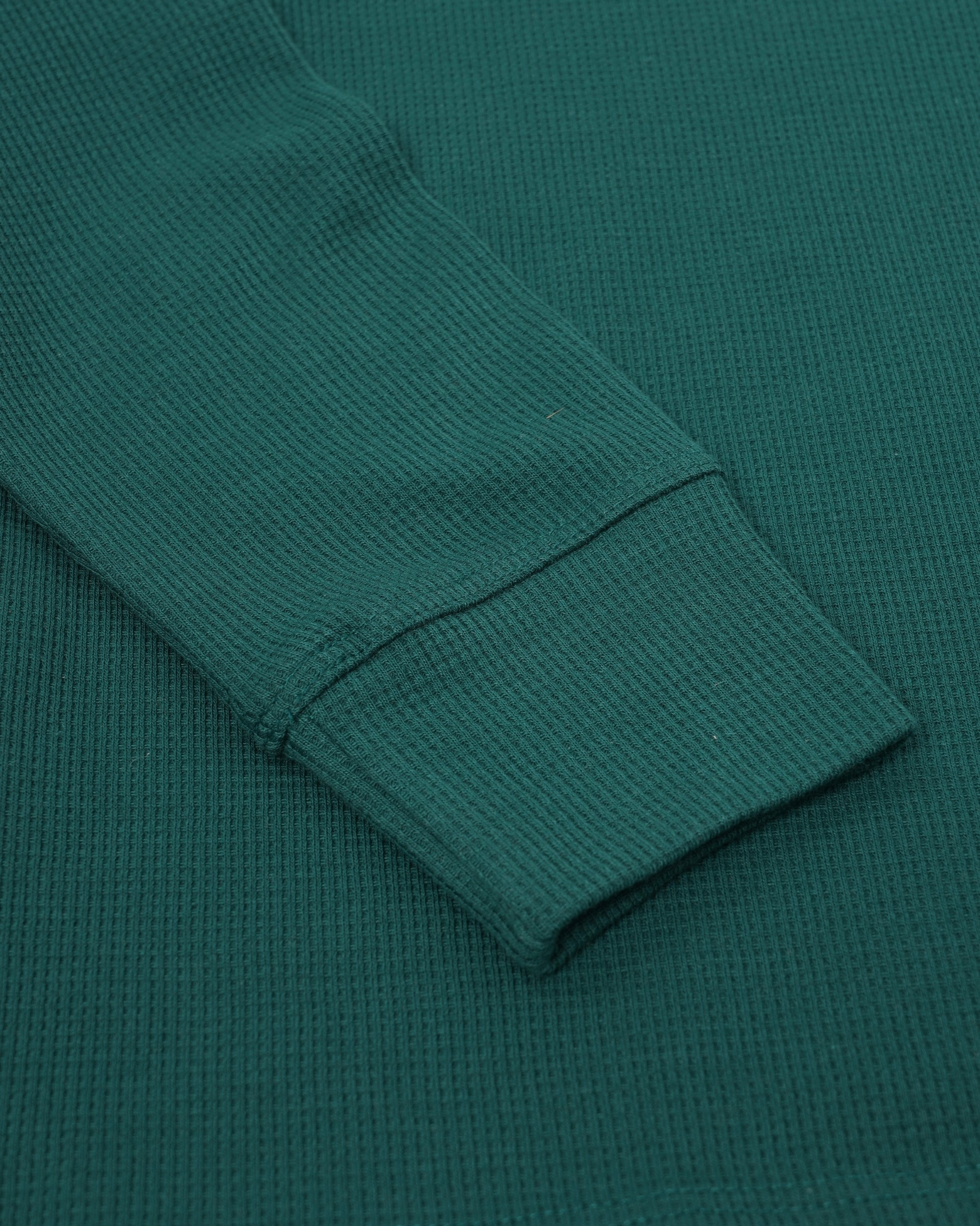 Long Sleeve Thermal Waffle Knit Shirts (Dark Green) - Kingsted