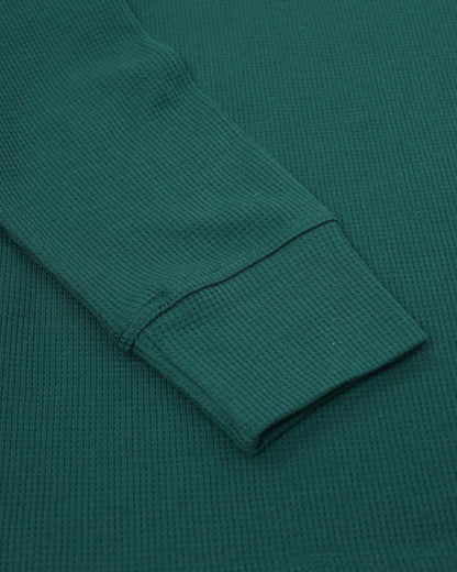 Long Sleeve Thermal Waffle Knit Shirts (Dark Green) - Kingsted