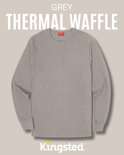 Long Sleeve Thermal Waffle Knit Shirts (Grey) - Kingsted