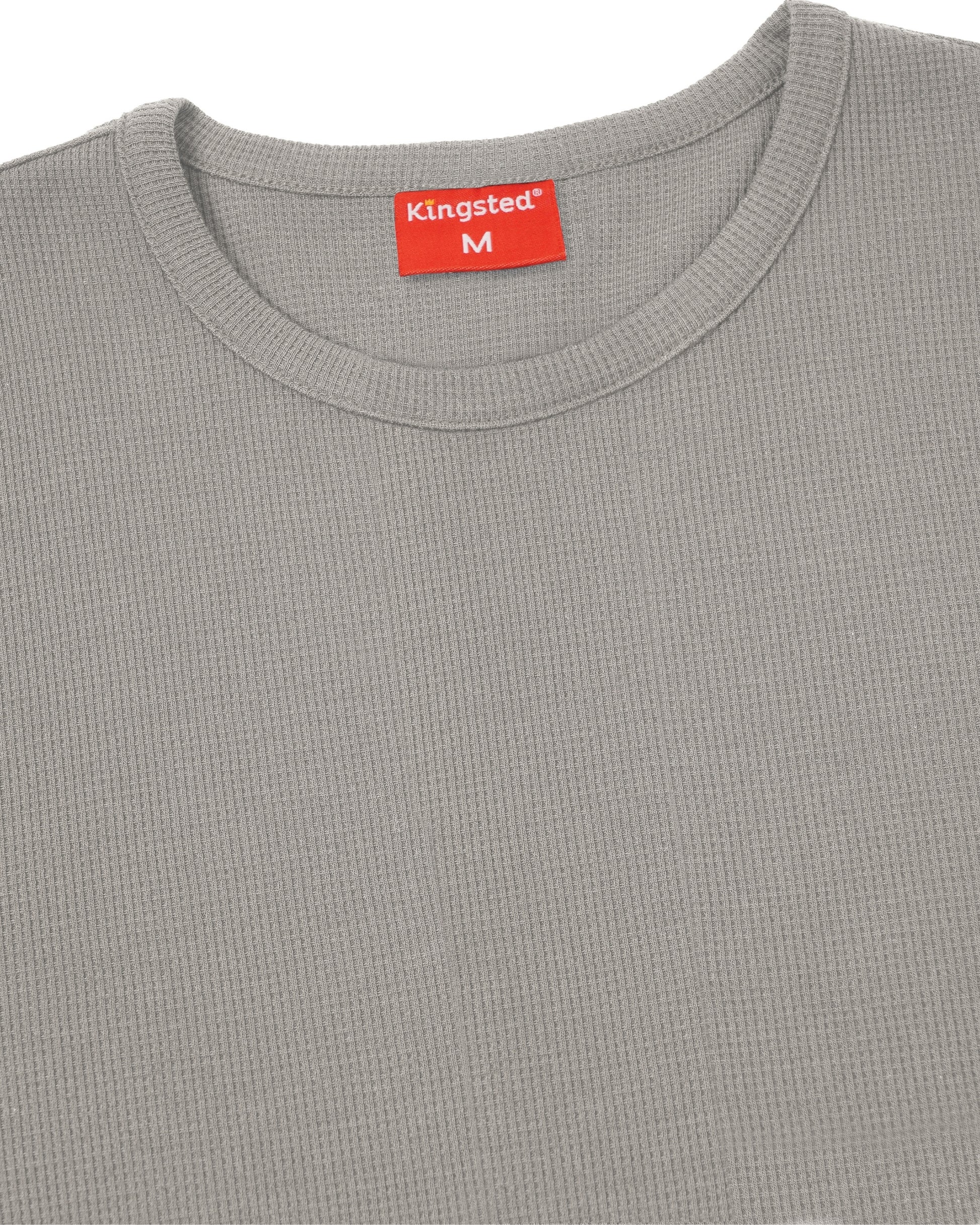 Long Sleeve Thermal Waffle Knit Shirts (Grey) - Kingsted