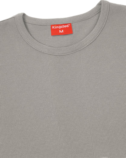Long Sleeve Thermal Waffle Knit Shirts (Grey) - Kingsted