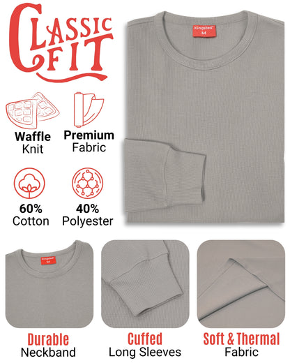 Long Sleeve Thermal Waffle Knit Shirts (Grey) - Kingsted