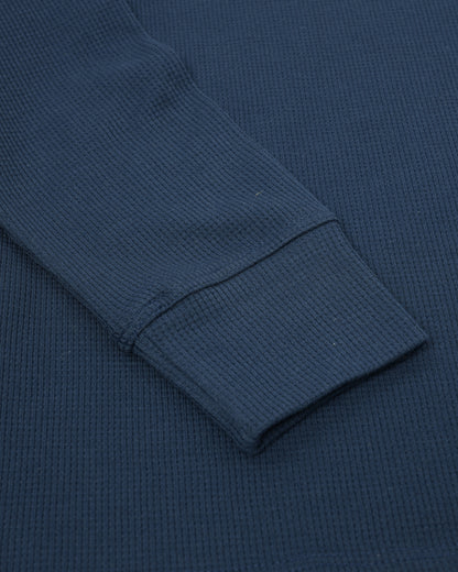 Long Sleeve Thermal Waffle Knit Shirts (Navy Blue) - Kingsted