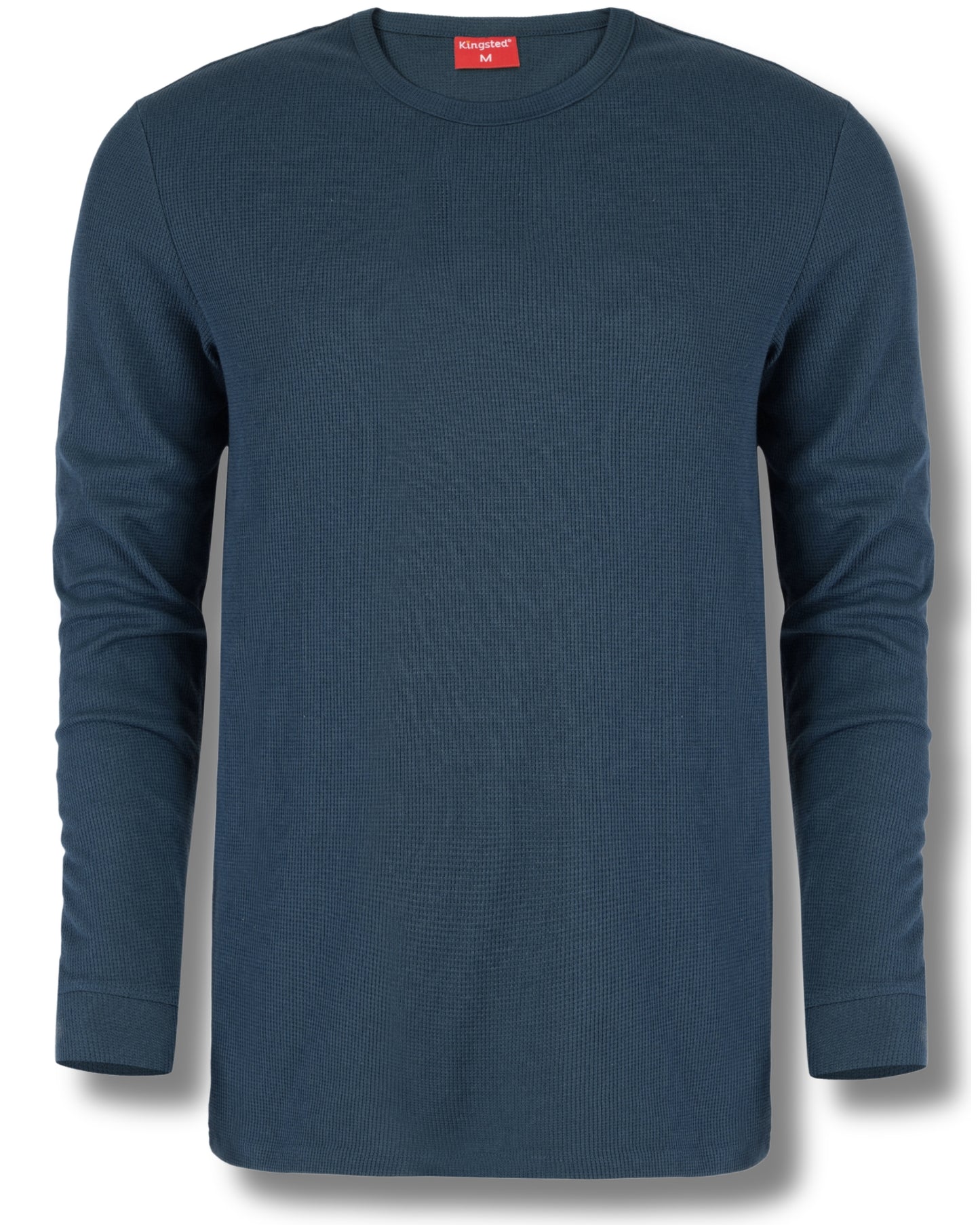 Long Sleeve Thermal Waffle Knit Shirts (Navy Blue) - Kingsted