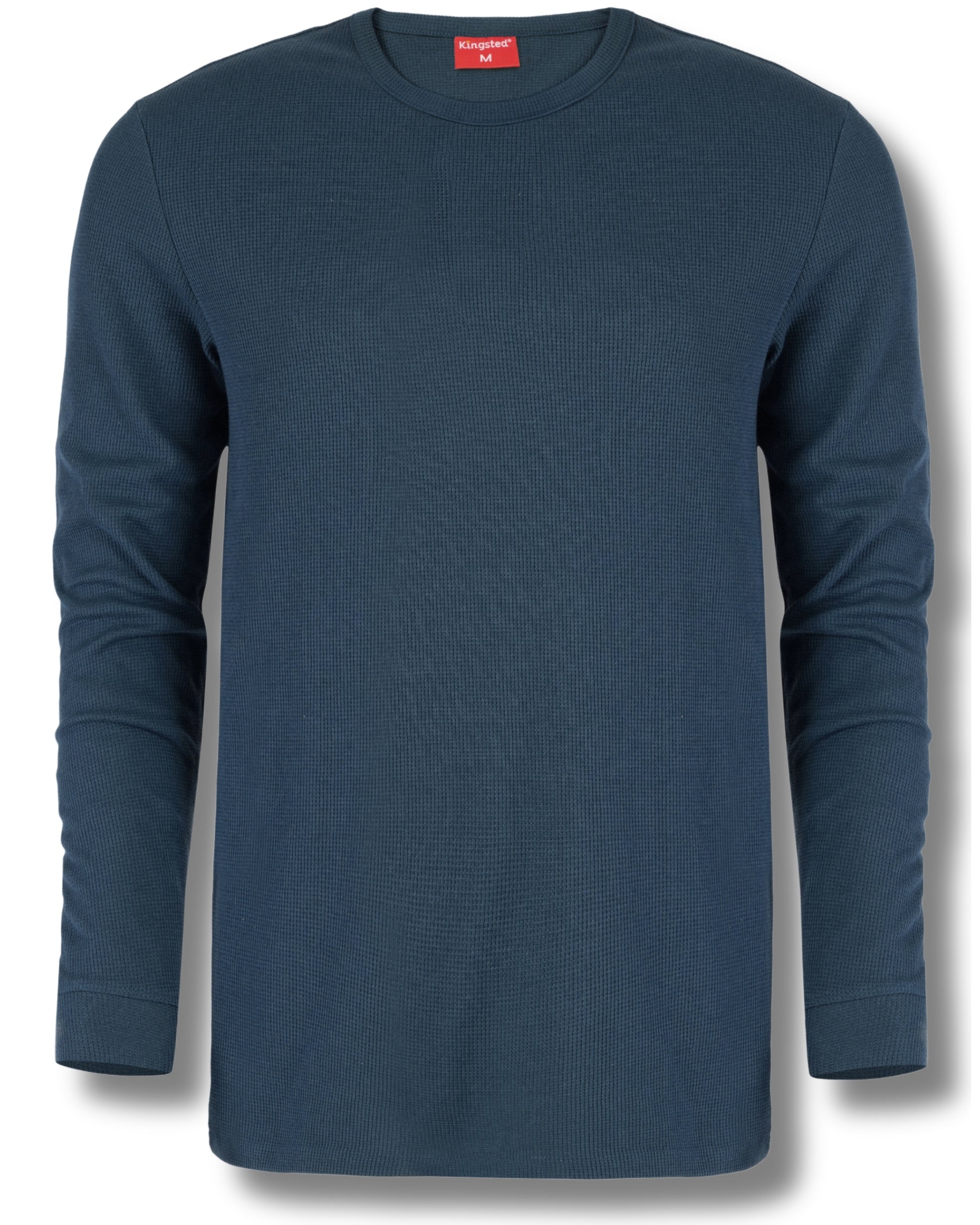 Long Sleeve Thermal Waffle Knit Shirts (Navy Blue) - Kingsted