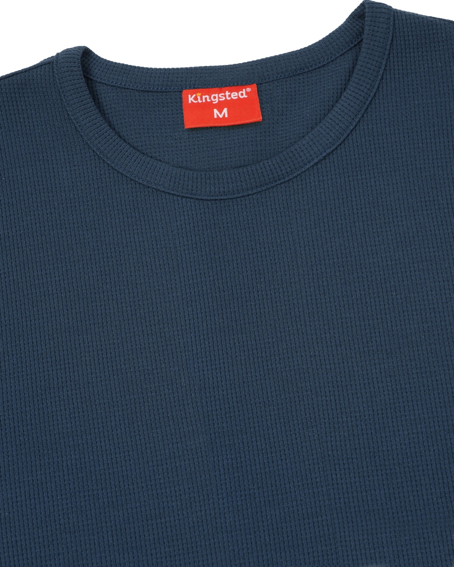 Long Sleeve Thermal Waffle Knit Shirts (Navy Blue) - Kingsted