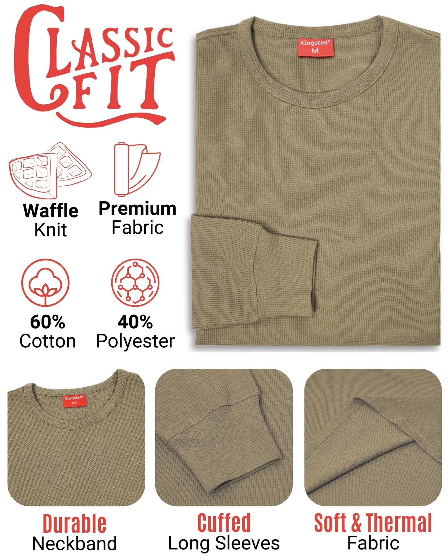 Long Sleeve Thermal Waffle Knit Shirts Multipack (Camo 3-Pack) - Kingsted