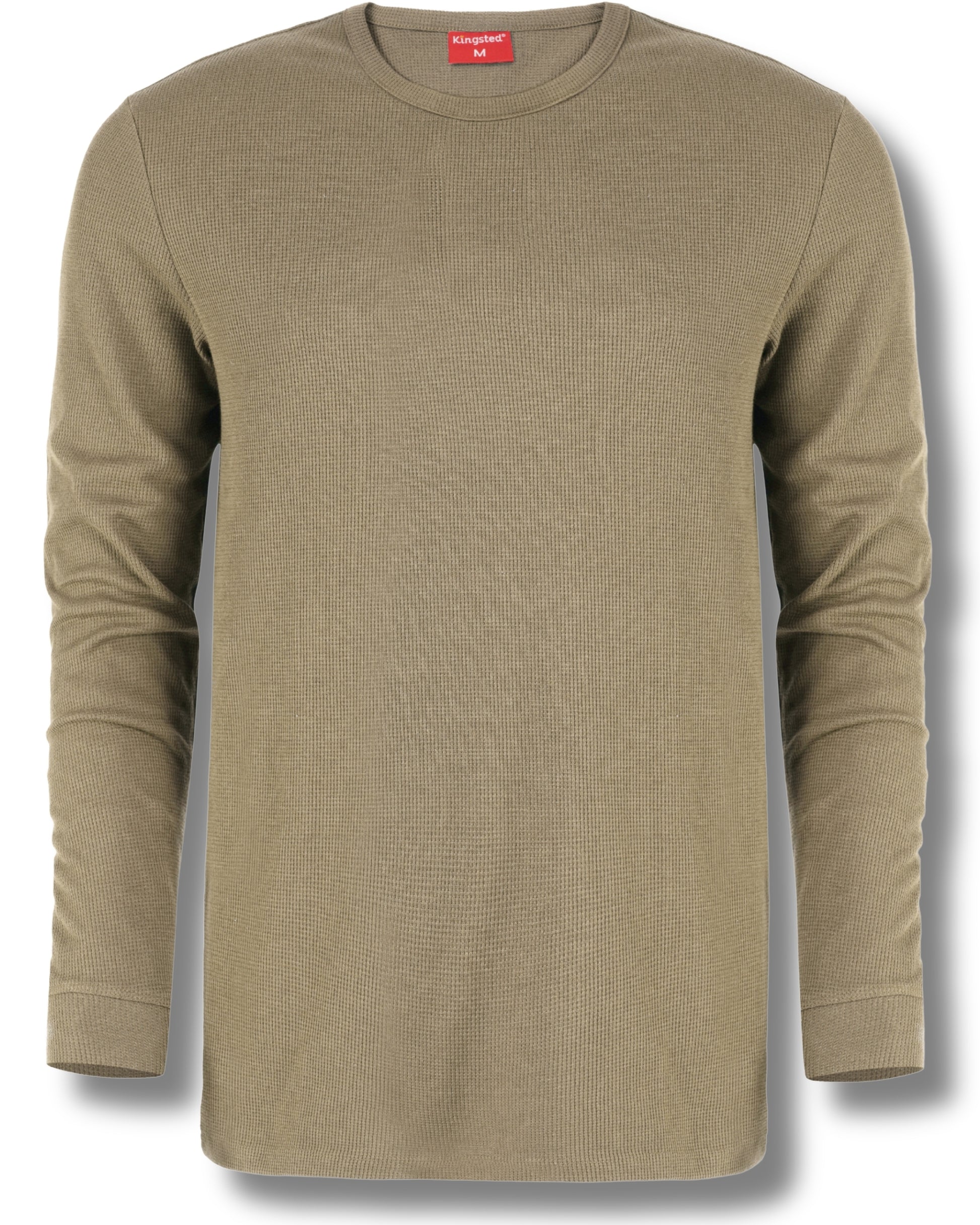 Long Sleeve Thermal Waffle Knit Shirts (Olive Green) - Kingsted