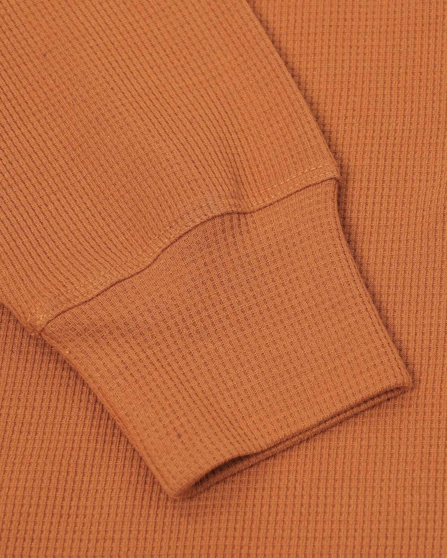 Long Sleeve Thermal Waffle Knit Shirts (Rust) - Kingsted
