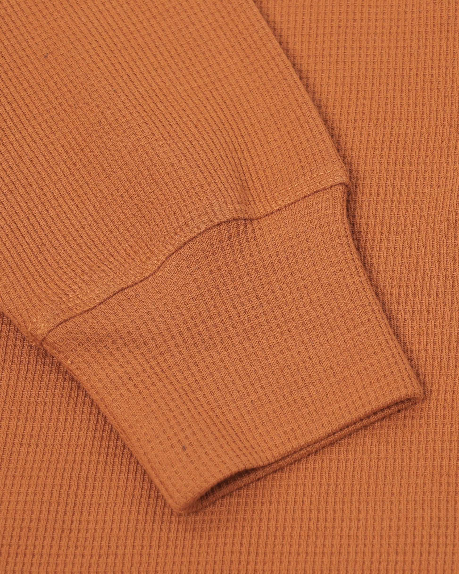 Long Sleeve Thermal Waffle Knit Shirts (Rust) - Kingsted