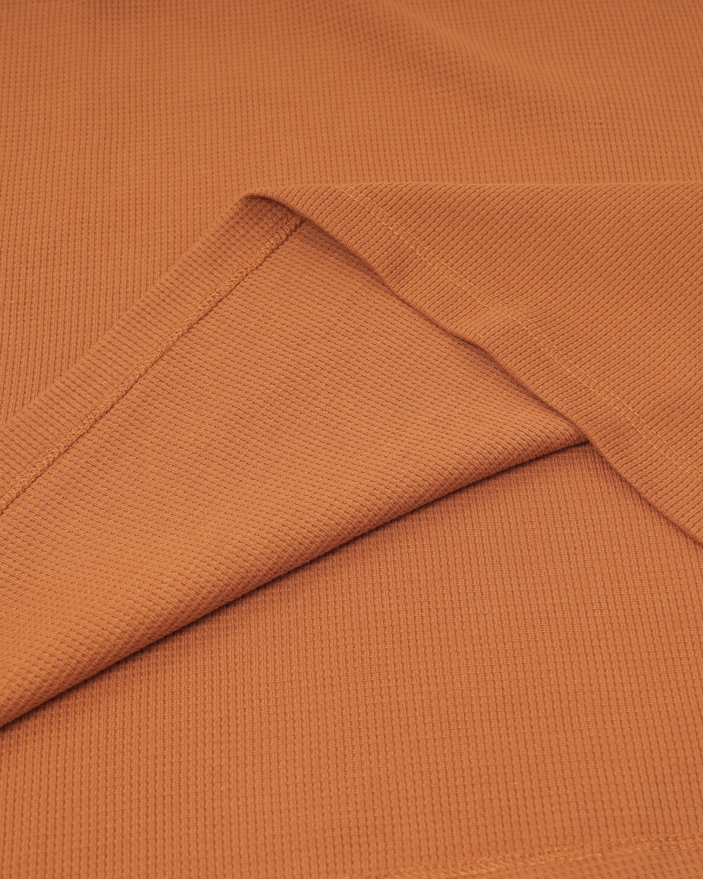 Long Sleeve Thermal Waffle Knit Shirts (Rust) - Kingsted