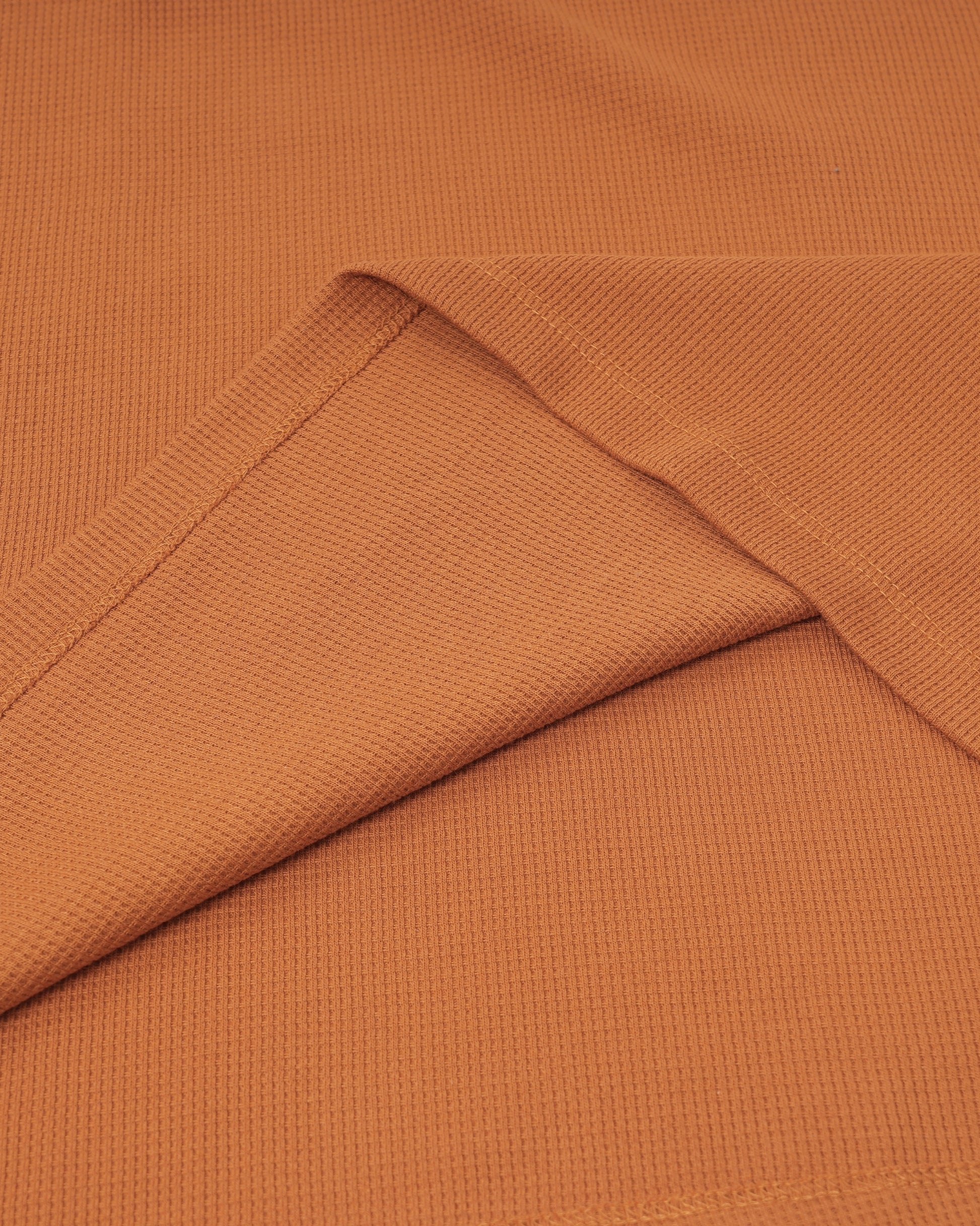 Long Sleeve Thermal Waffle Knit Shirts (Rust) - Kingsted