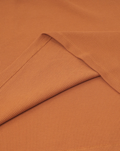 Long Sleeve Thermal Waffle Knit Shirts (Rust) - Kingsted