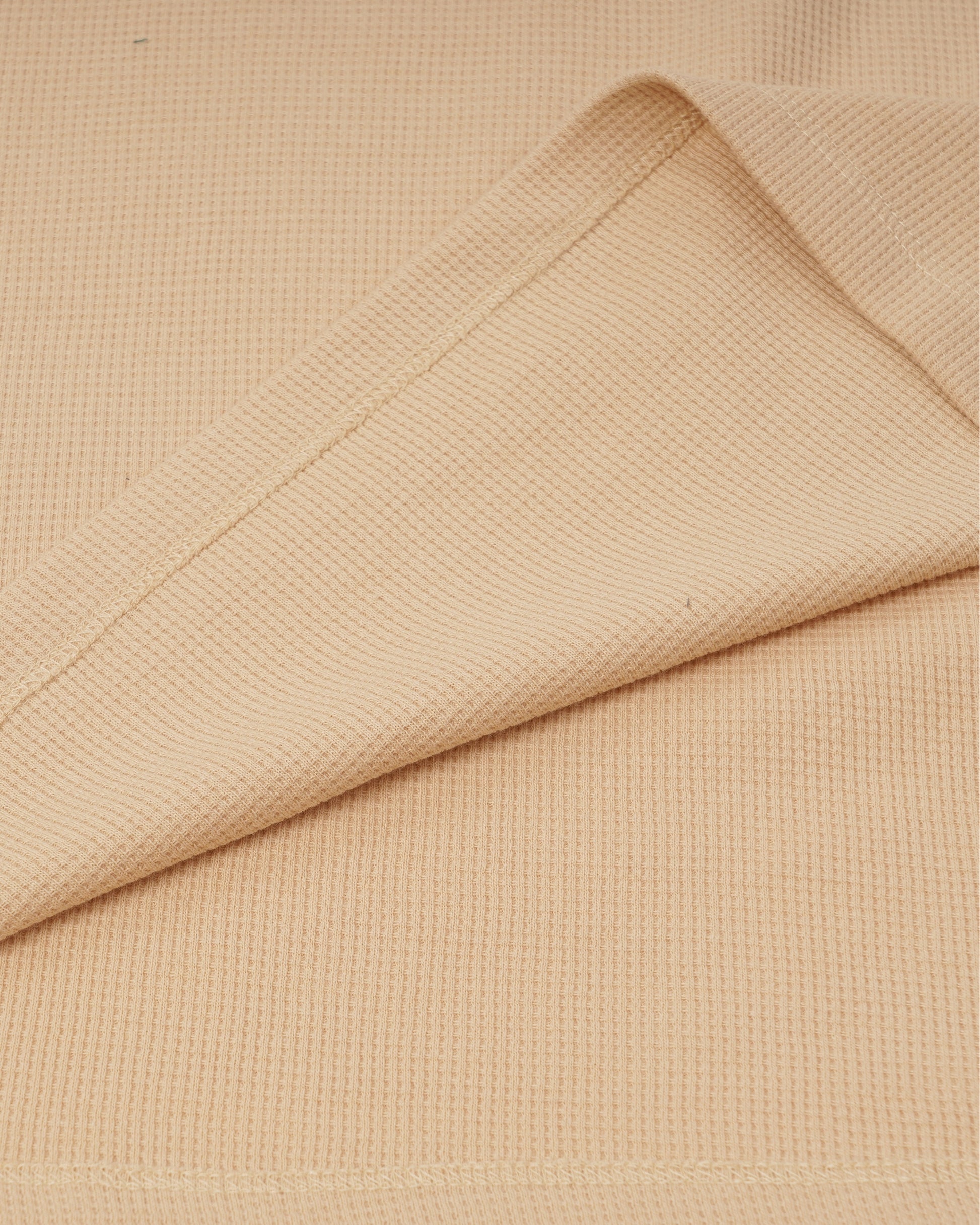Long Sleeve Thermal Waffle Knit Shirts (Sand) - Kingsted