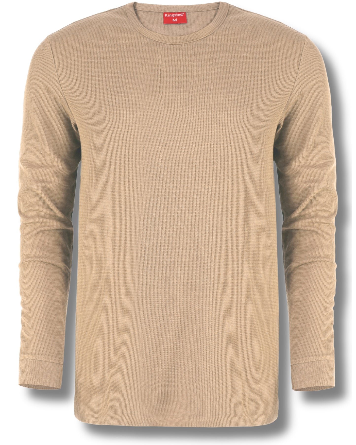 Long Sleeve Thermal Waffle Knit Shirts (Sand) - Kingsted