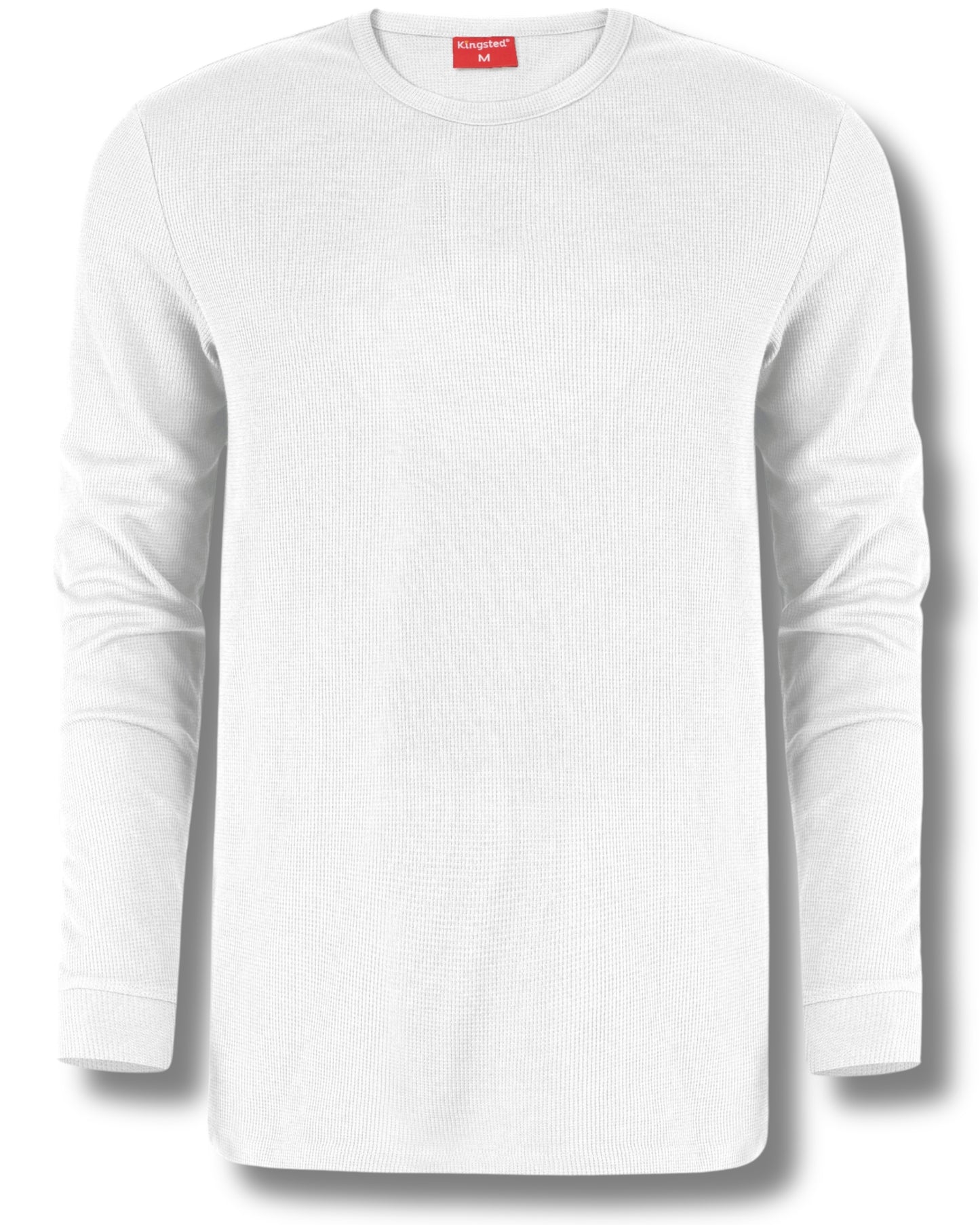 Long Sleeve Thermal Waffle Knit Shirts (White) - Kingsted