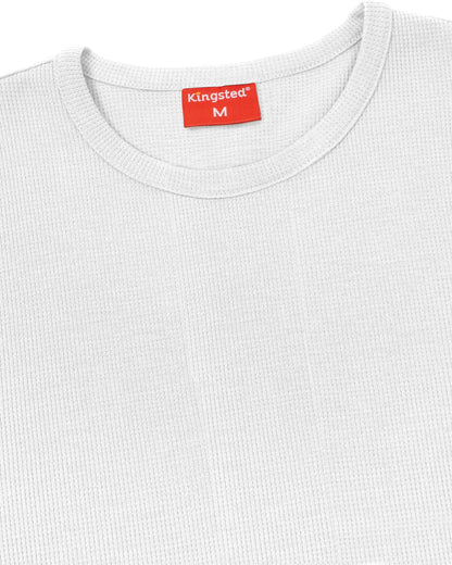 Long Sleeve Thermal Waffle Knit Shirts (White) - Kingsted