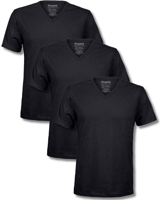 Short Sleeve V-Neck T-Shirts Multipack (Black 3 Pack)