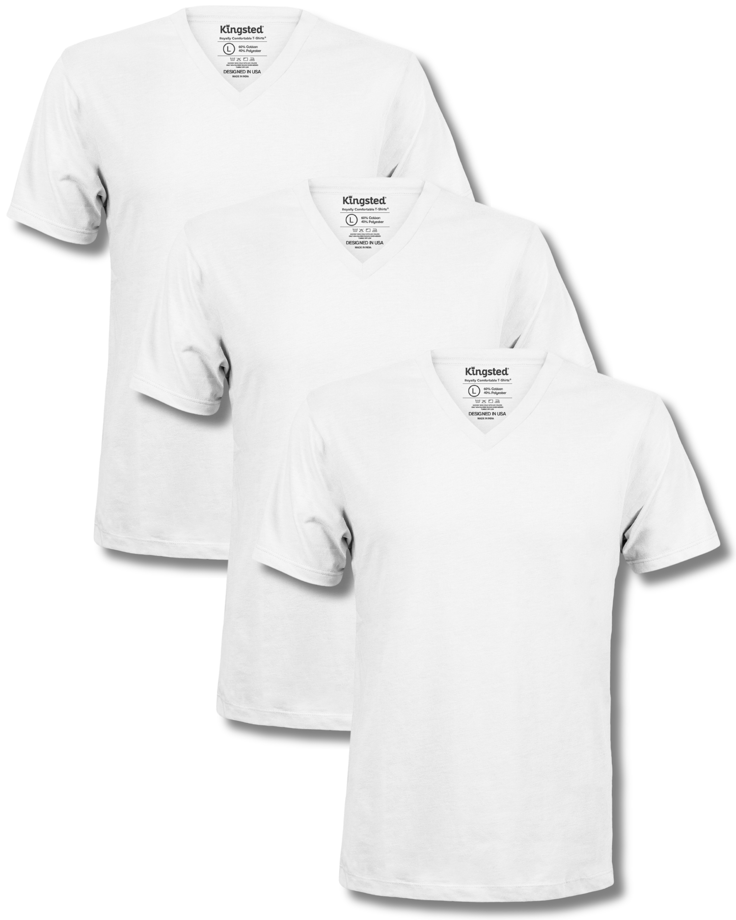 Short Sleeve V-Neck T-Shirts Multipack (White 3 Pack)