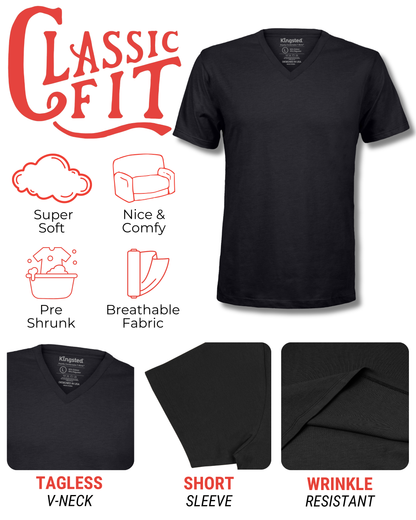 Short Sleeve V-Neck T-Shirts (Black)
