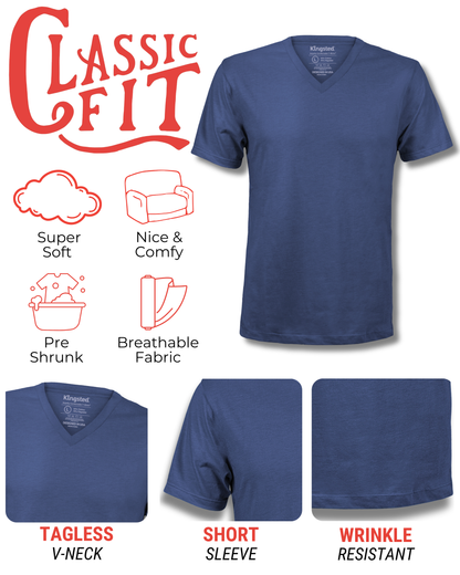 Short Sleeve V-Neck T-Shirts (Navy Blue)