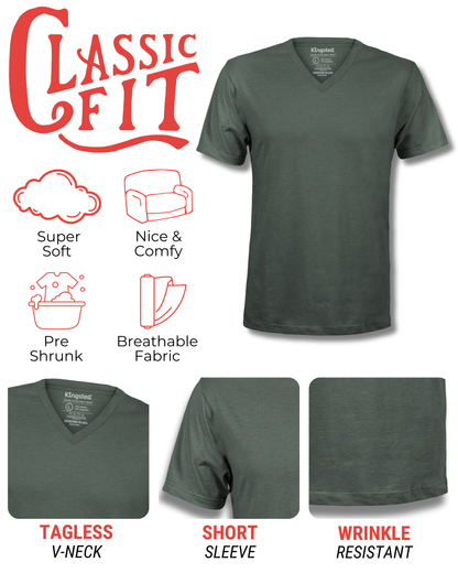 Short Sleeve V-Neck T-Shirts (Olive Green)
