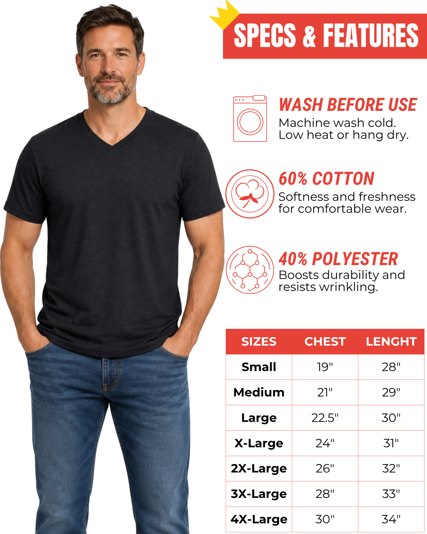 Short Sleeve V-Neck T-Shirts (Azure)