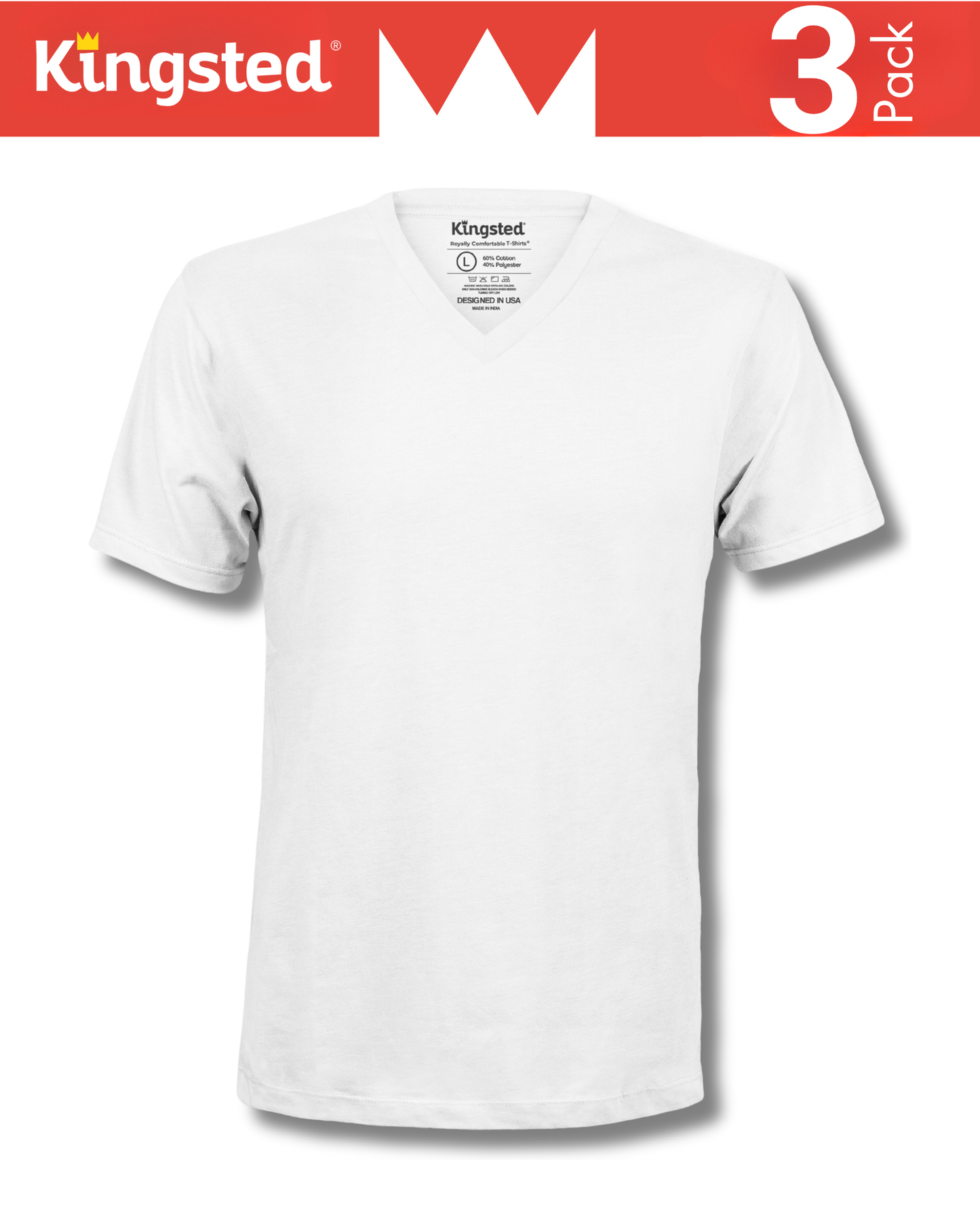 Short Sleeve V-Neck T-Shirts Multipack (White 3 Pack)