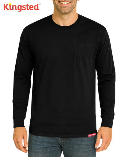 Long Sleeve Pocket T-Shirts (Black) - Kingsted