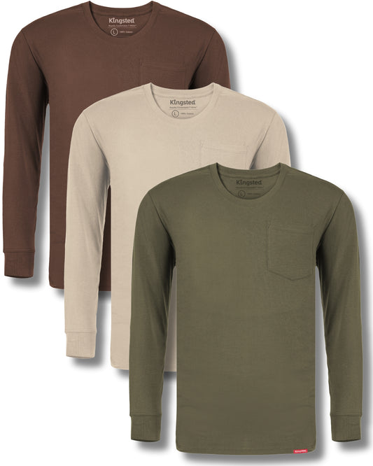 Long Sleeve Pocket T-Shirts Multipack (Camo 3-Pack) - Kingsted