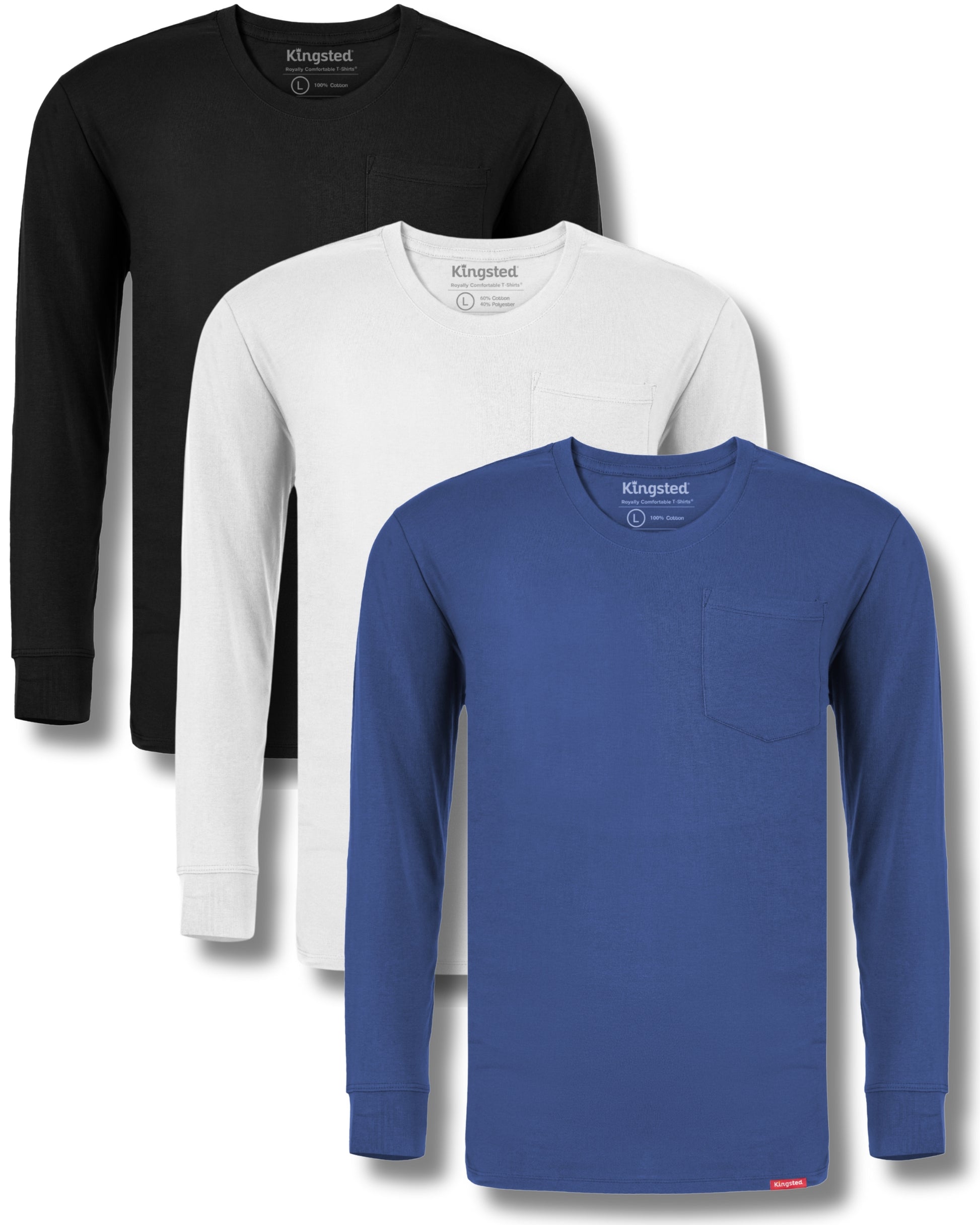 Long Sleeve Pocket T-Shirts Multipack (Everyday 3-Pack) - Kingsted