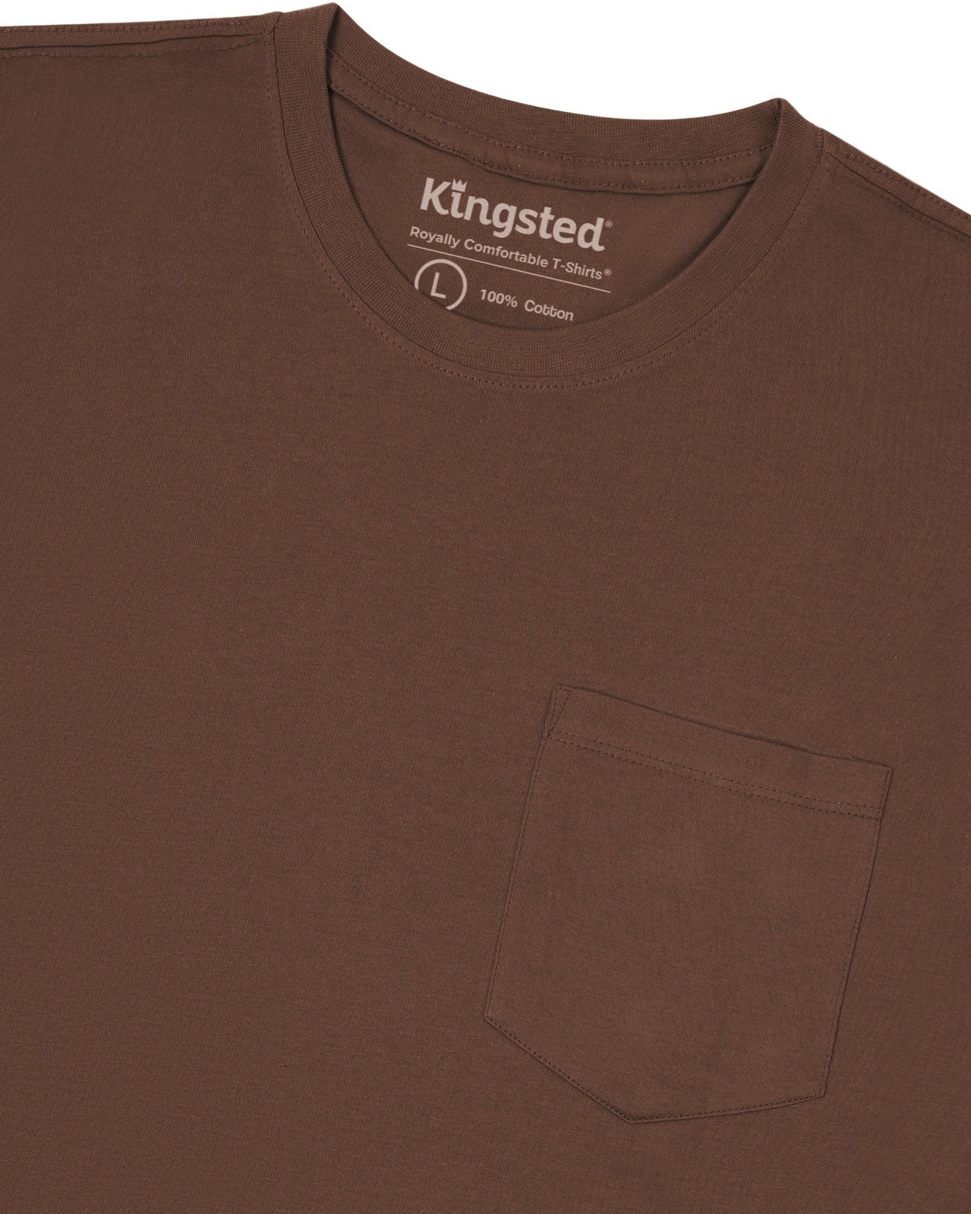 Long Sleeve Pocket T-Shirts (Brown) - Kingsted