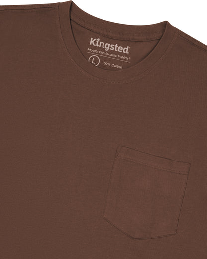 Long Sleeve Pocket T-Shirts (Brown) - Kingsted