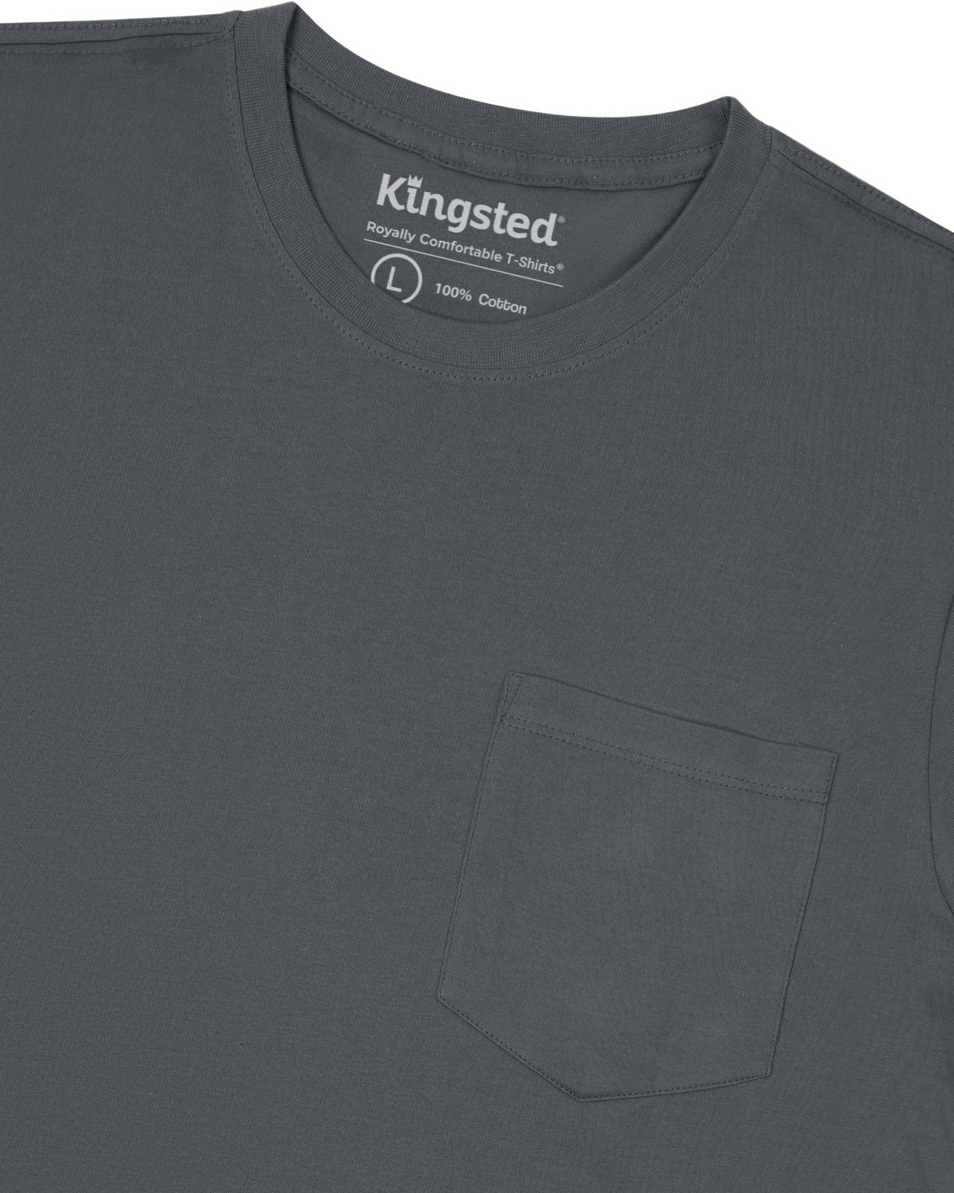Long Sleeve Pocket T-Shirts (Charcoal) - Kingsted
