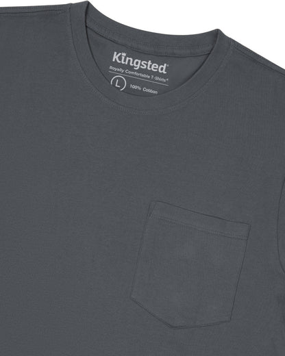 Long Sleeve Pocket T-Shirts (Charcoal) - Kingsted
