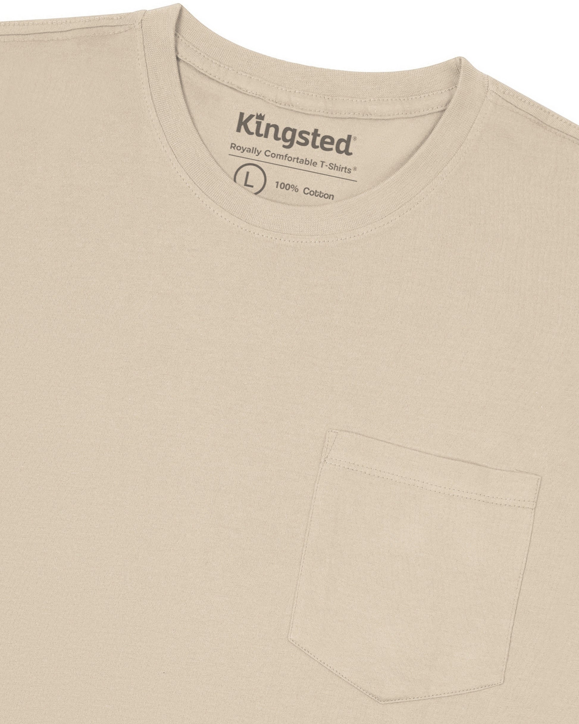Long Sleeve Pocket T-Shirts (Sand) - Kingsted