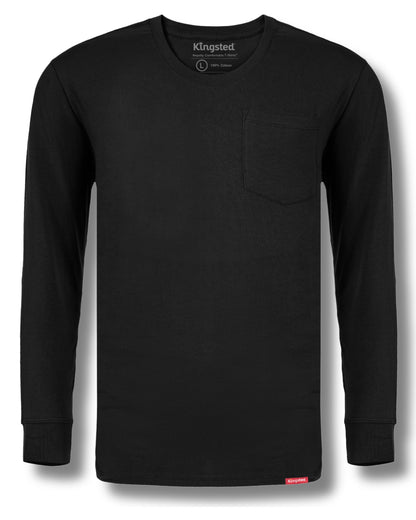 Long Sleeve Pocket T-Shirts (Black) - Kingsted