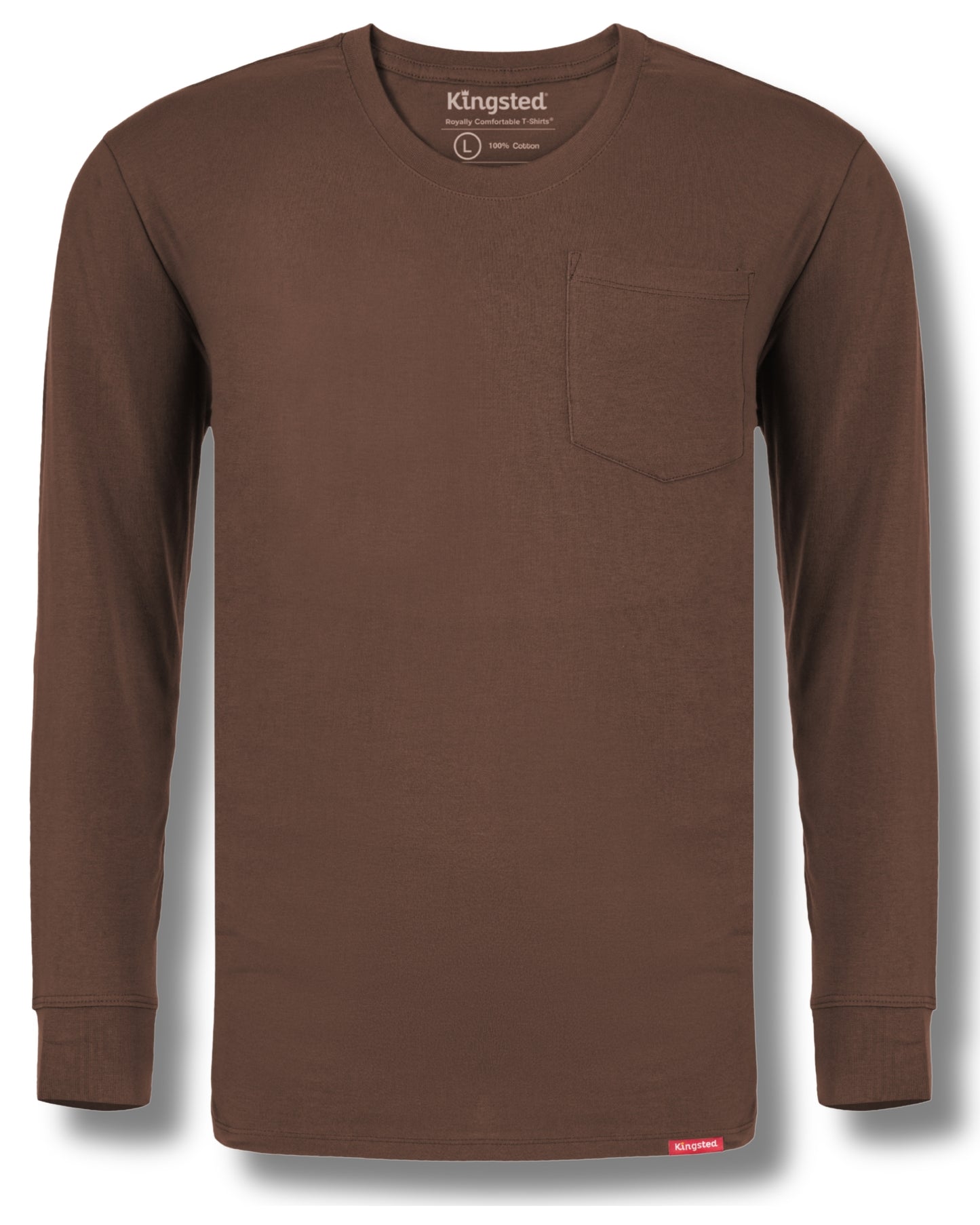 Long Sleeve Pocket T-Shirts (Brown) - Kingsted