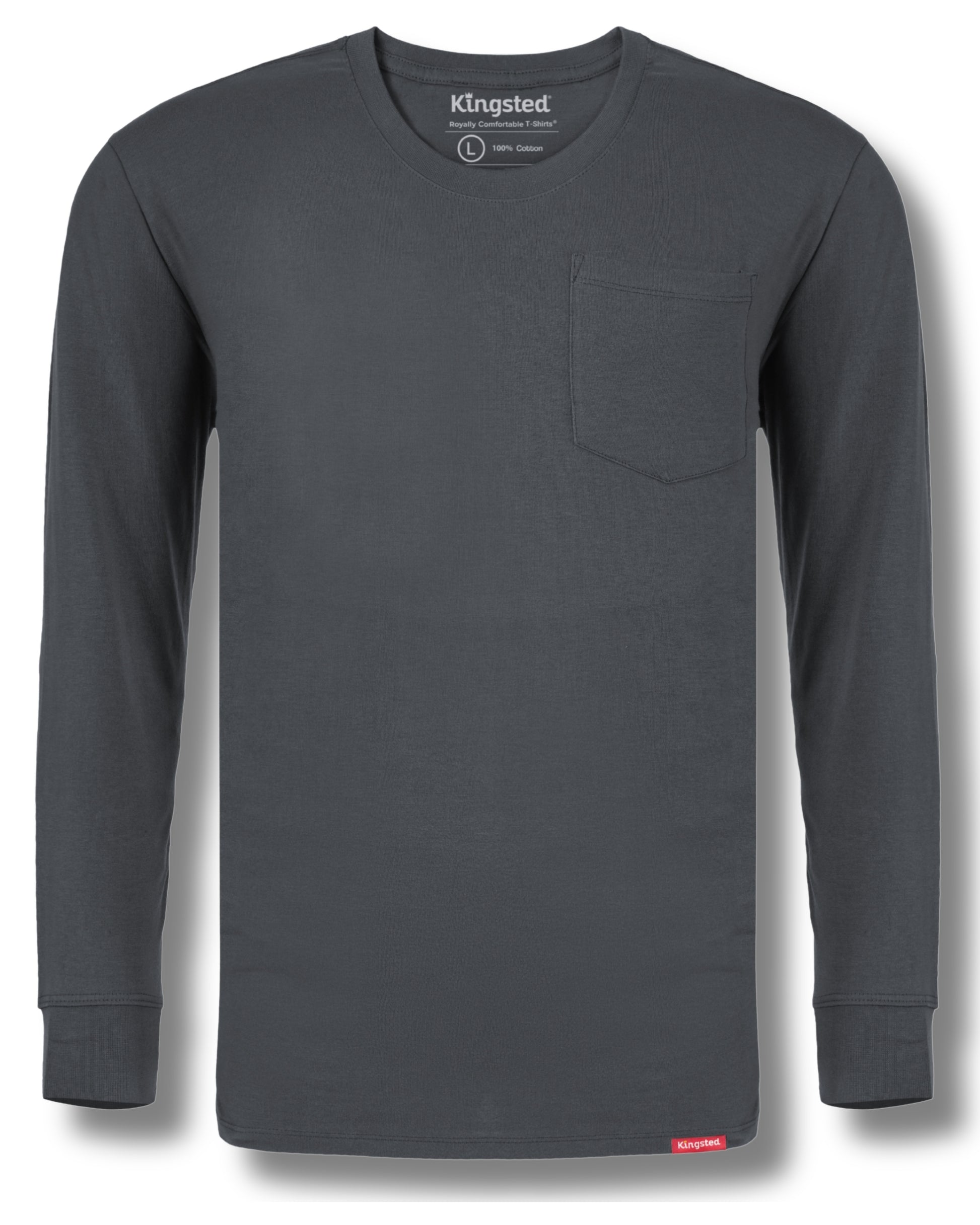 Long Sleeve Pocket T-Shirts (Charcoal) - Kingsted