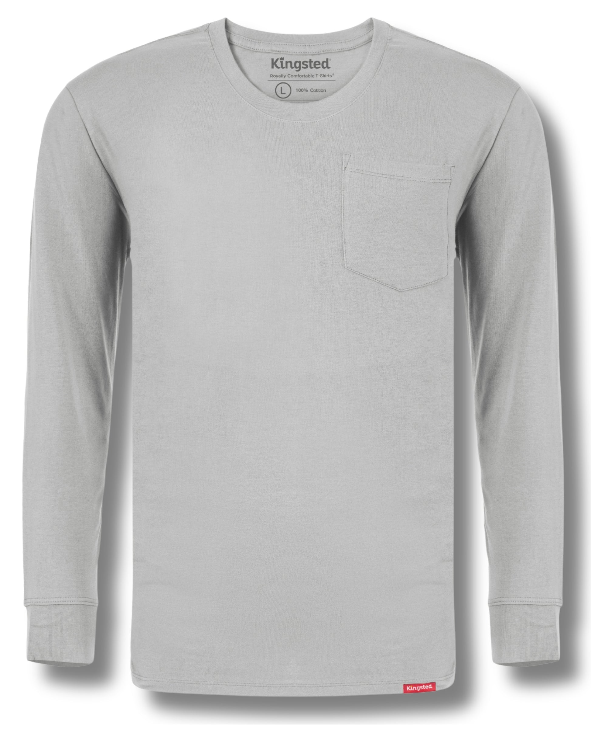 Long Sleeve Pocket T-Shirts (Grey) - Kingsted