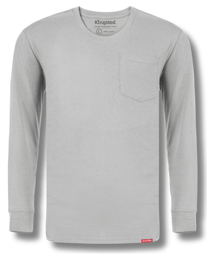 Long Sleeve Pocket T-Shirts (Grey) - Kingsted