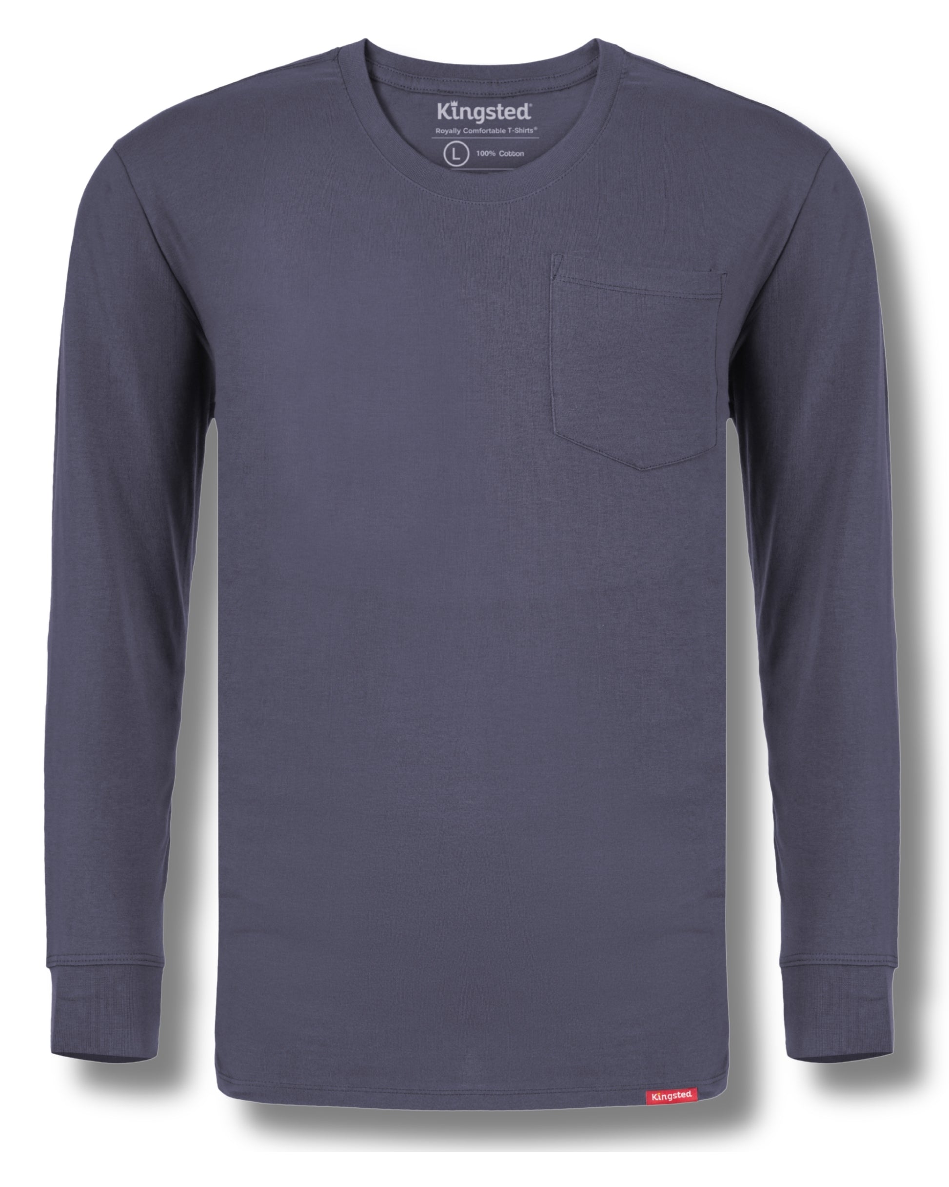 Long Sleeve Pocket T-Shirts (Navy Blue) - Kingsted