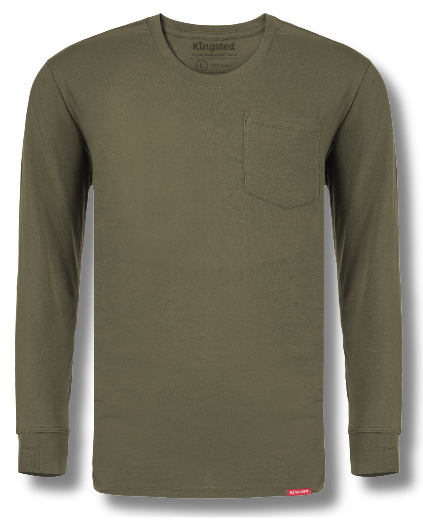 Long Sleeve Pocket T-Shirts (Olive Green) - Kingsted
