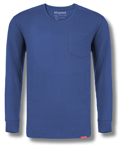 Long Sleeve Pocket T-Shirts (Royal Blue) - Kingsted