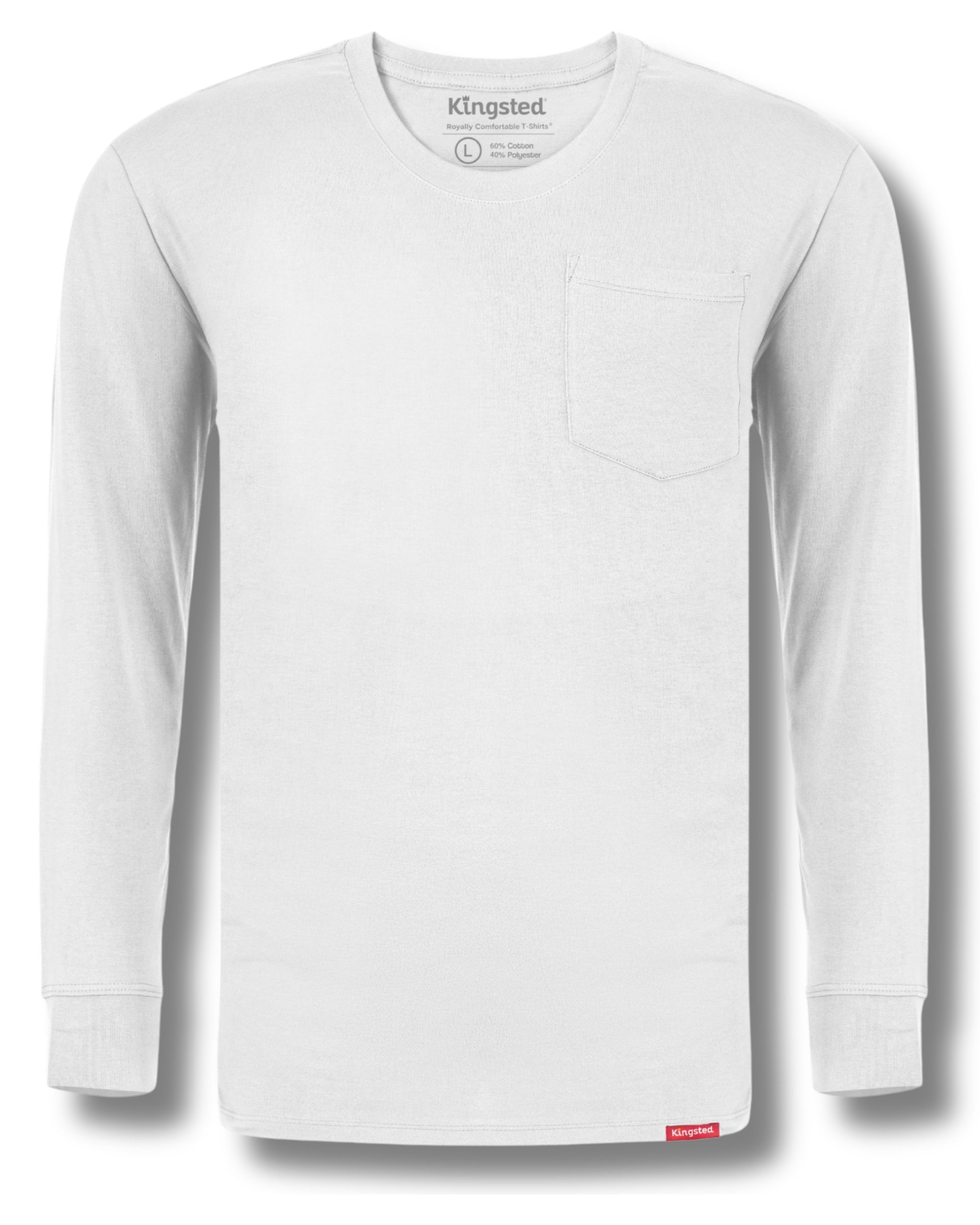 Long Sleeve Pocket T-Shirts (White) - Kingsted