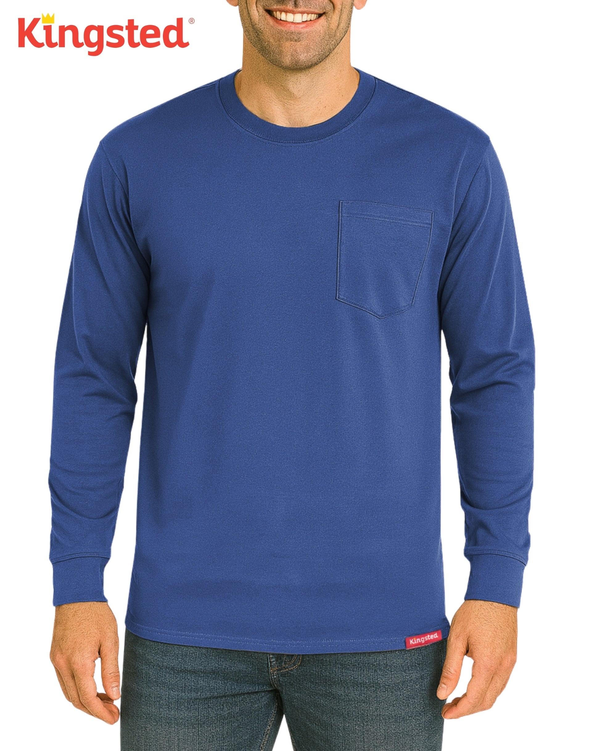 Long Sleeve Pocket T-Shirts (Royal Blue) - Kingsted