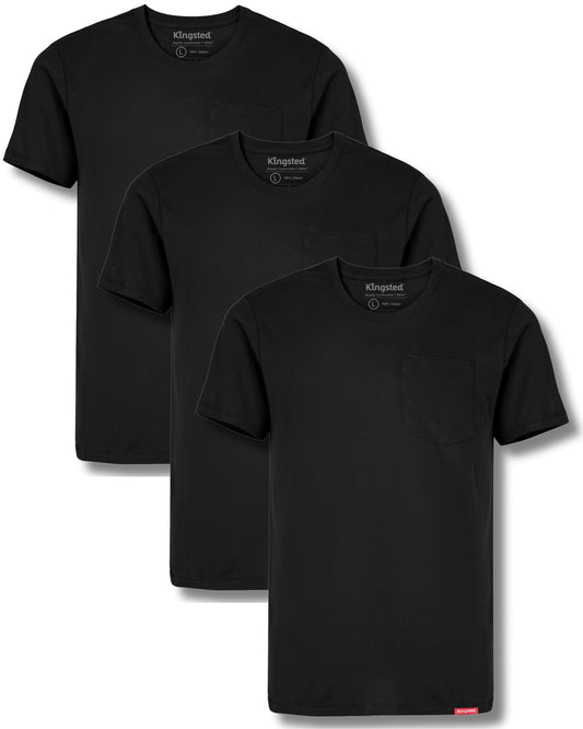 Short Sleeve Pocket T-Shirts Multipack (Black 3-Pack) - Kingsted