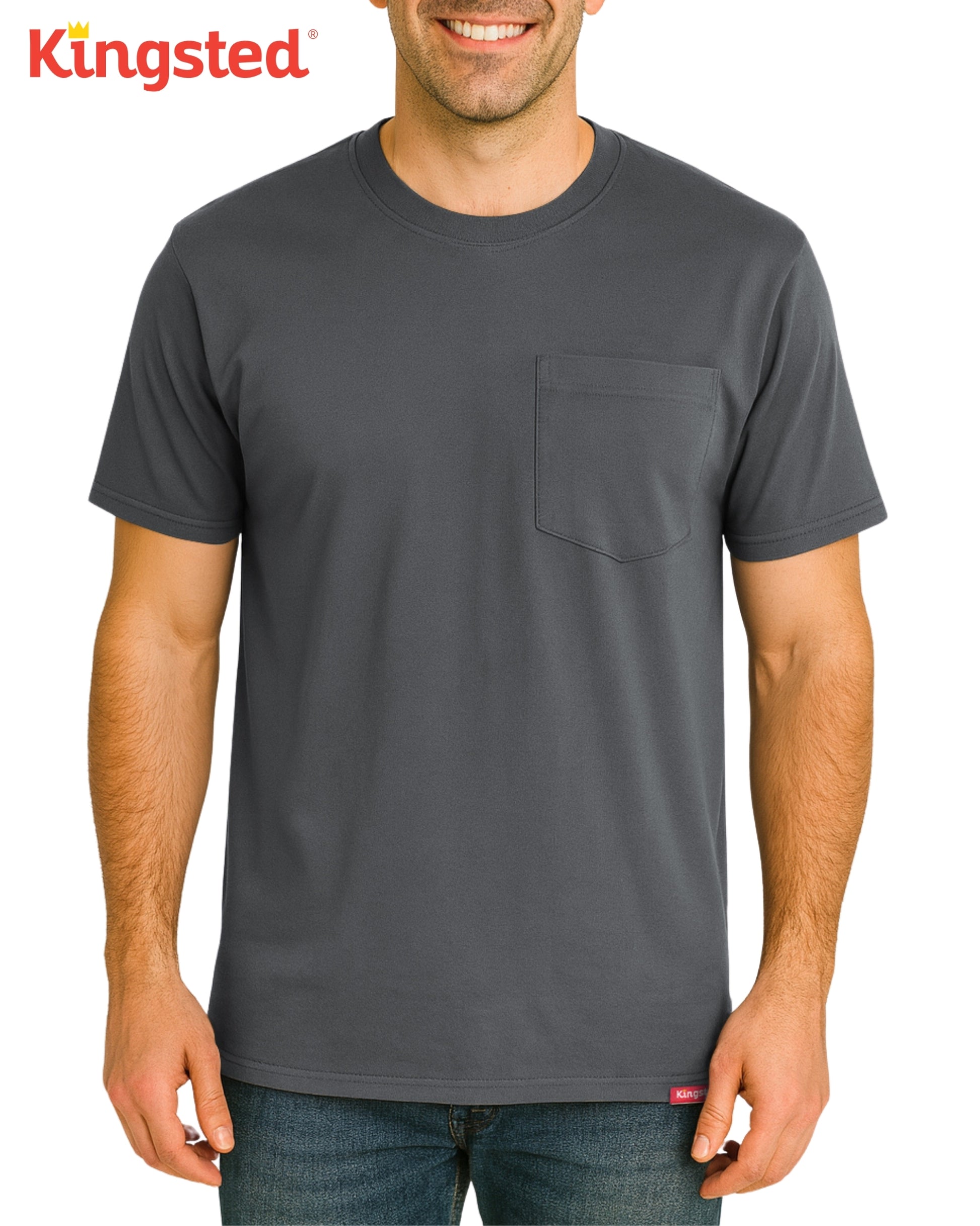 Short Sleeve Pocket T-Shirts (Charcoal) - Kingsted