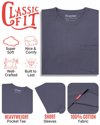 Short Sleeve Pocket T-Shirts (Navy Blue) - Kingsted